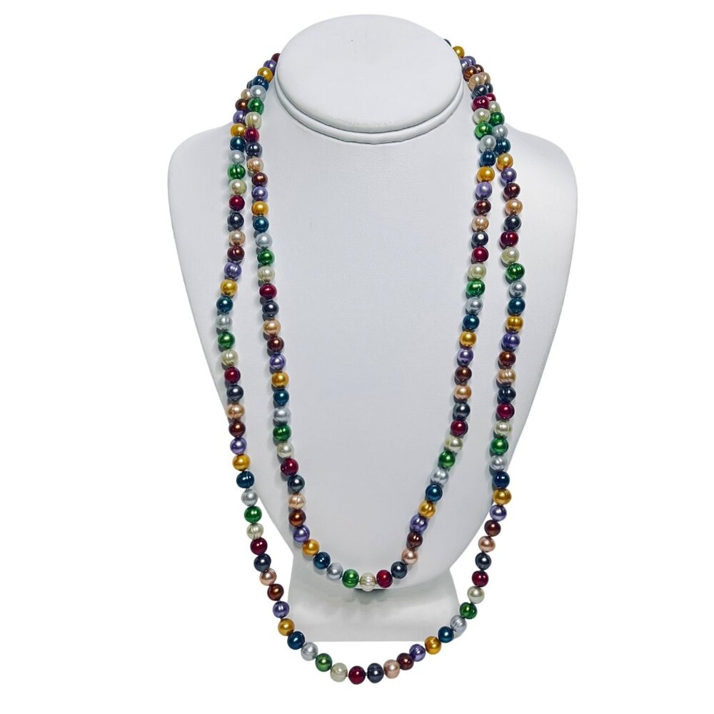 Honora Single Strand Multi-Colored Baroque Pearl Necklace W/Sterling Clasp (6043
